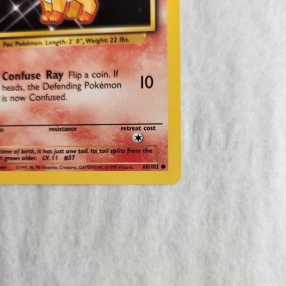 Vulpix Pokemon Base Card Set 68/102 Error Misprint HP 50 Non Holo VG 1999 - Picture 4 of 8